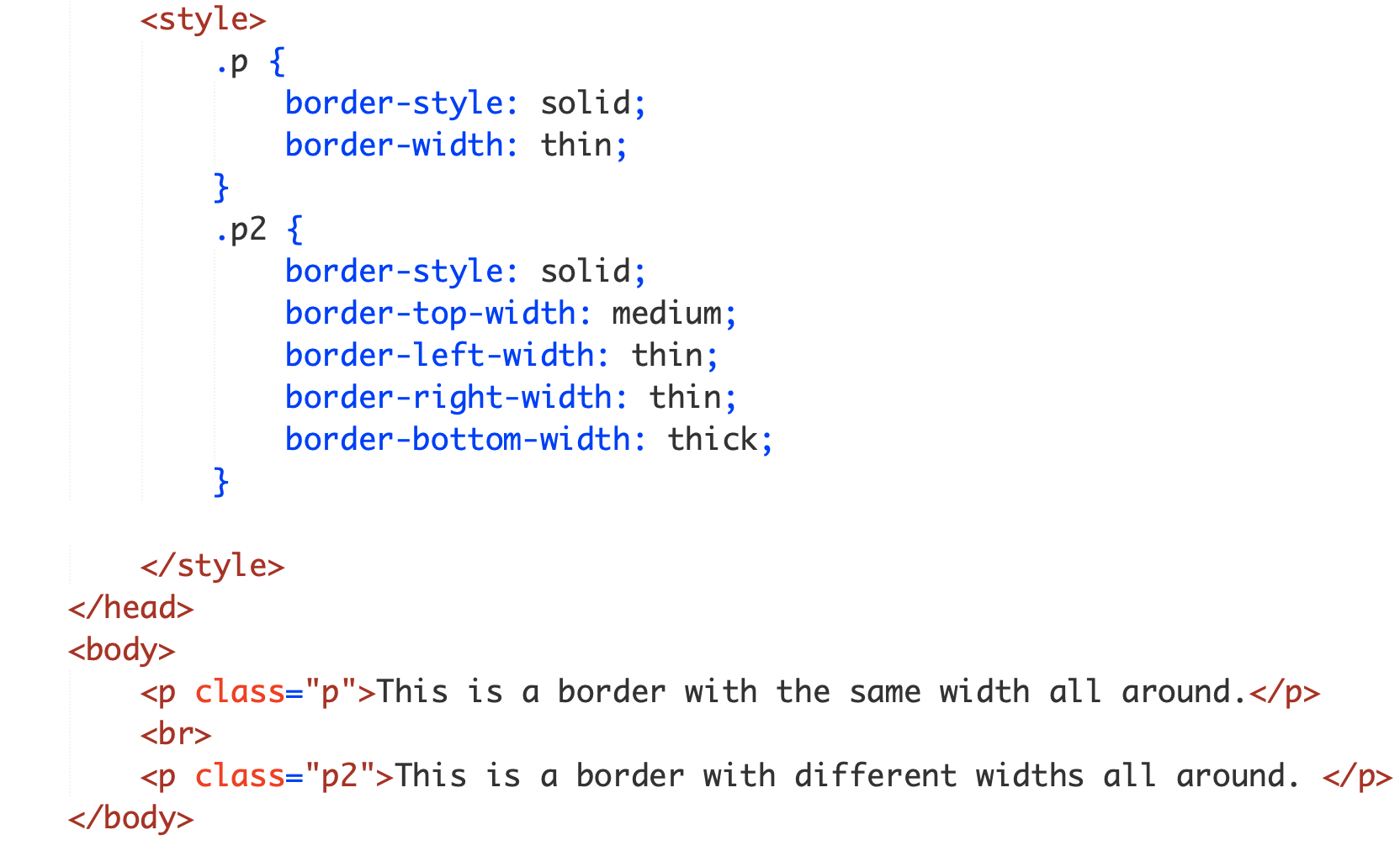 image of border width in code
